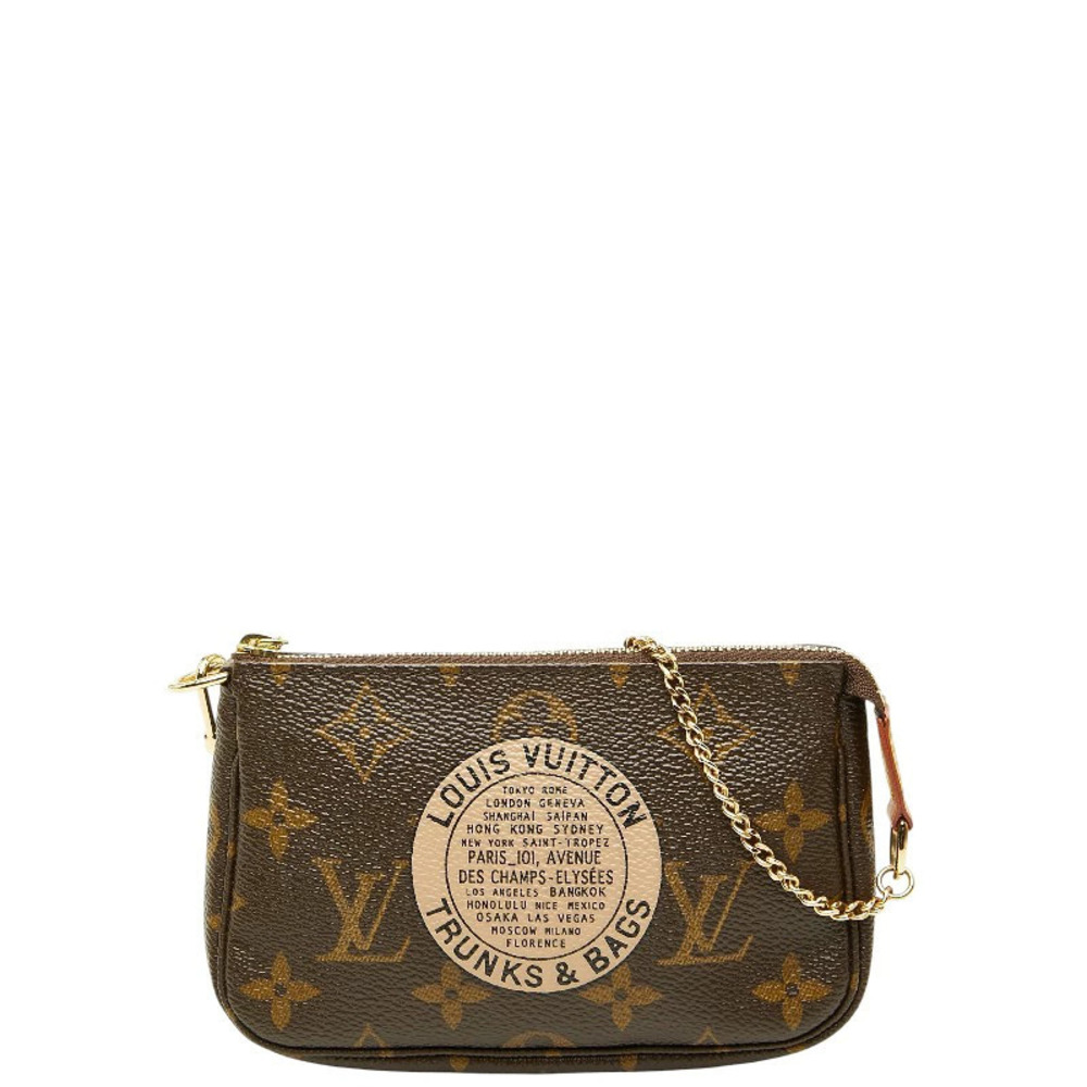 Louis Vuitton Monogram Pochette Accessoires Pouch Clutch Handbag Brown Leather